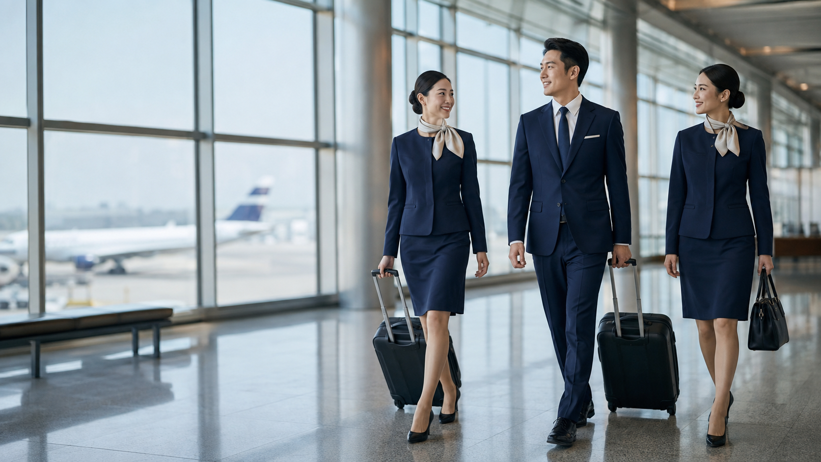 空乘制服设计与场景示意