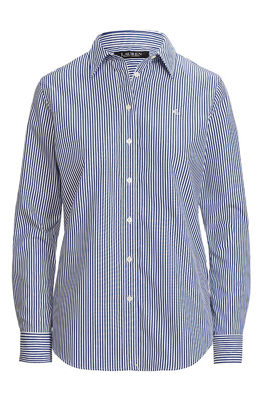 蓝白条纹易护理棉质衬衫