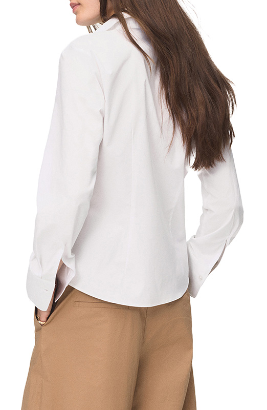 白色修身弹力府绸纽扣衬衫