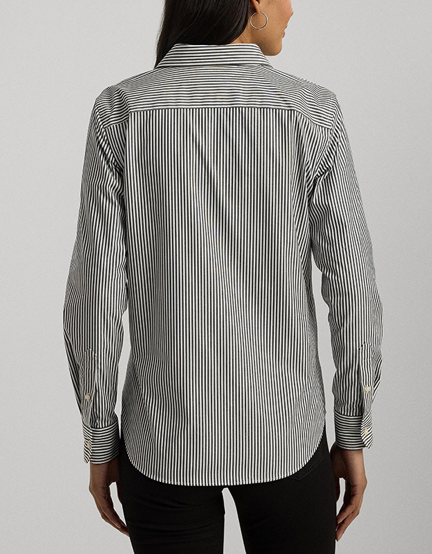 黑白条纹易护理棉质衬衫