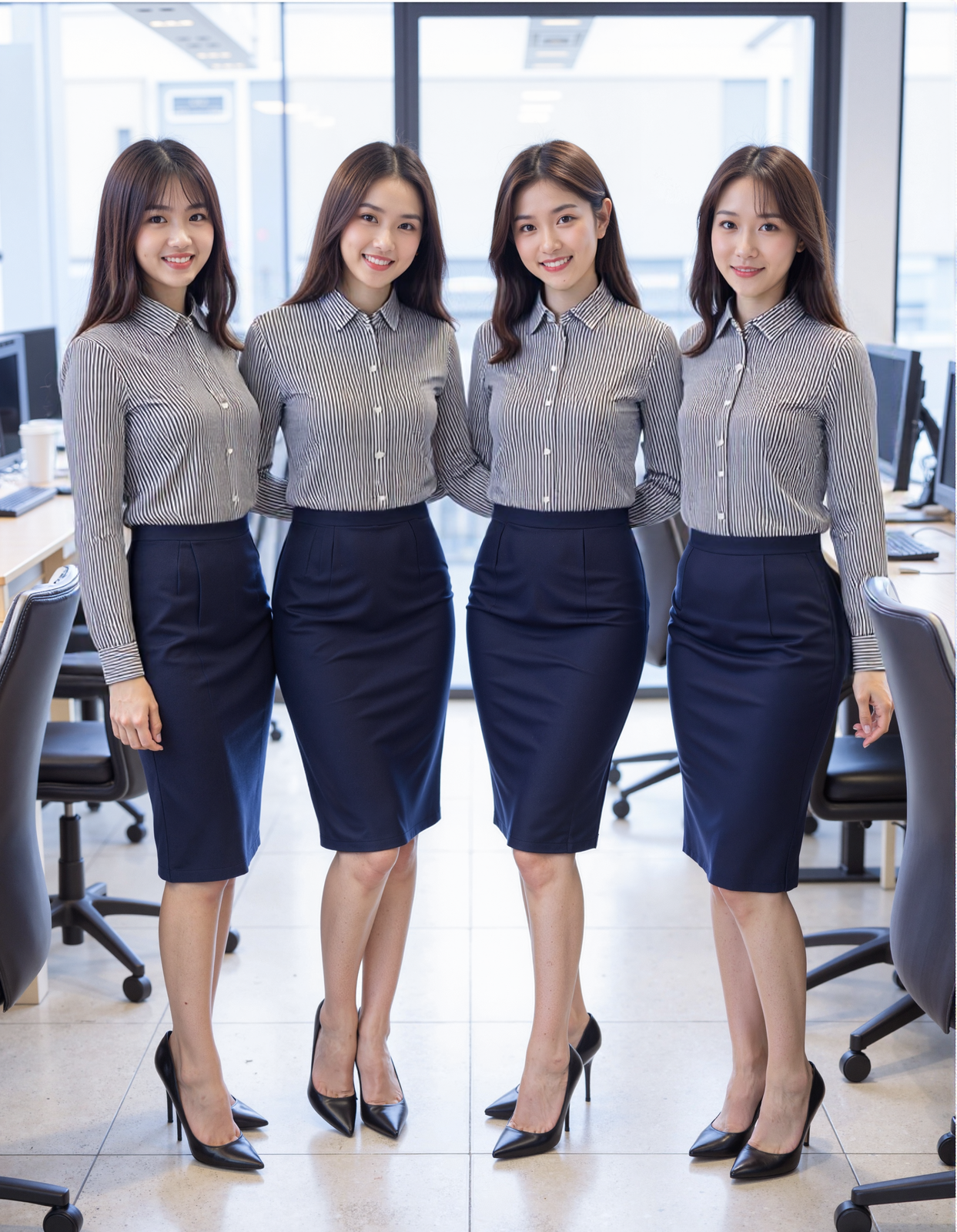 黑白条纹易护理棉质衬衫