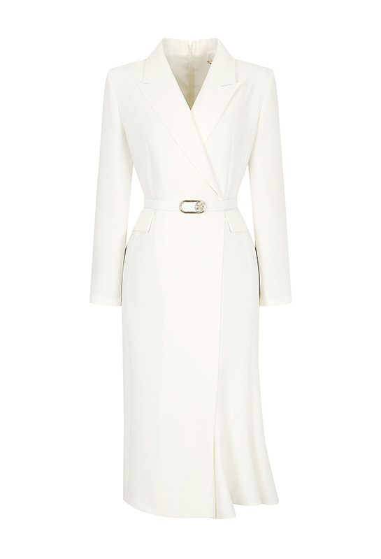 量身定制的美人鱼连衣裙（米白色）