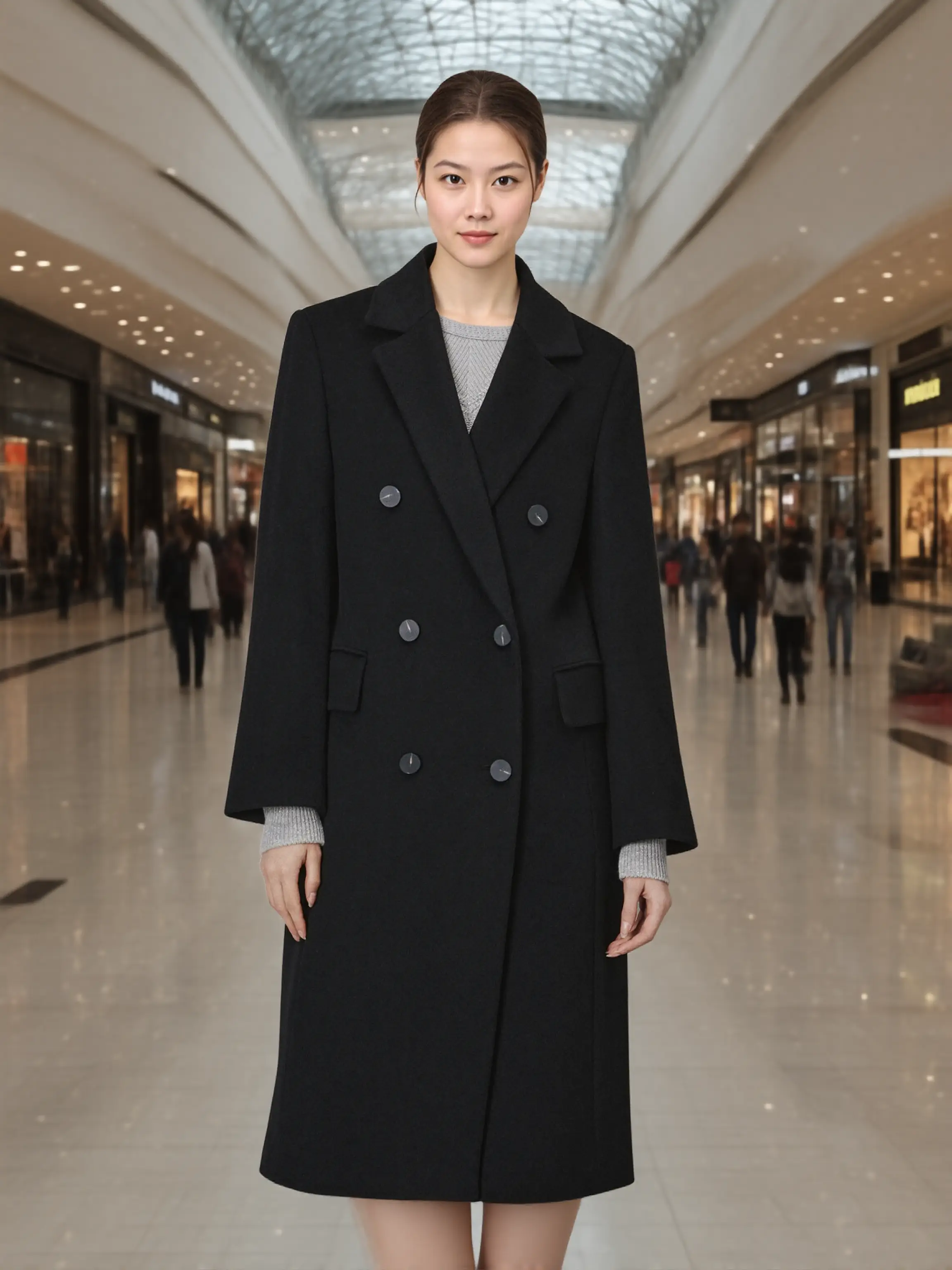 羊绒定制双层大衣(黑色)