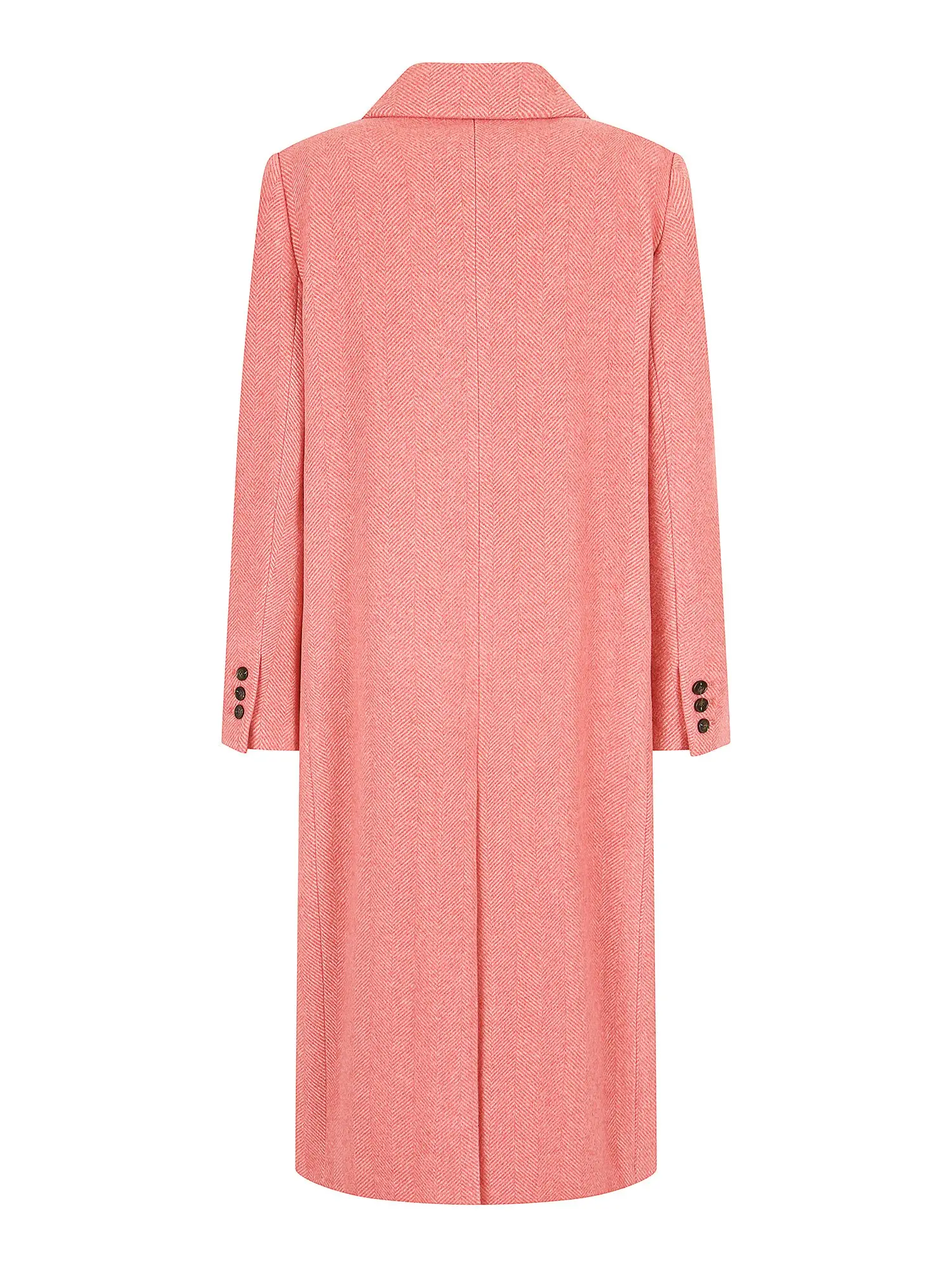 羊绒人字纹双层长款大衣(粉色)