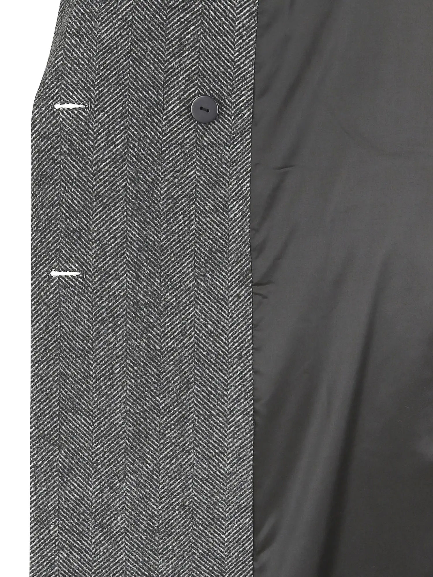 羊绒人字纹双层长款大衣(深灰色)