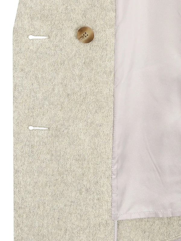 宽松羊毛双排扣手工大衣(浅卡其色)