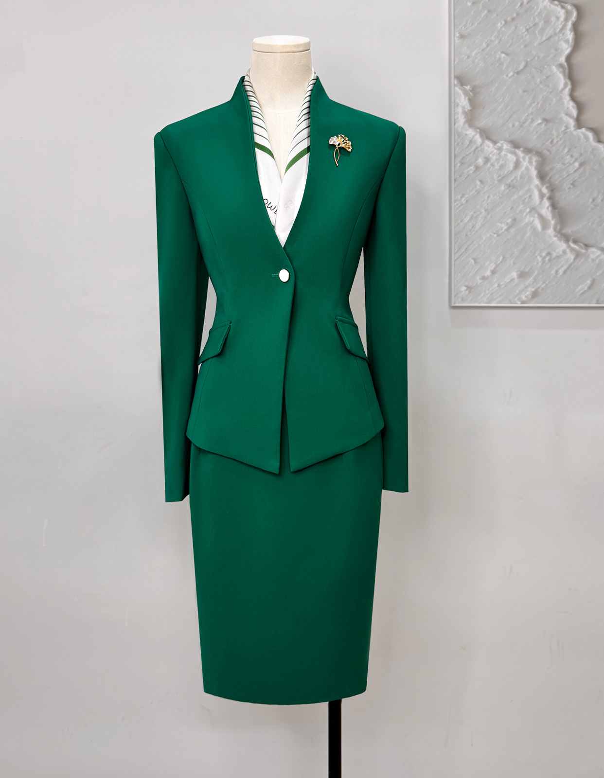 广州制衣工厂定制绿色空乘制服套装