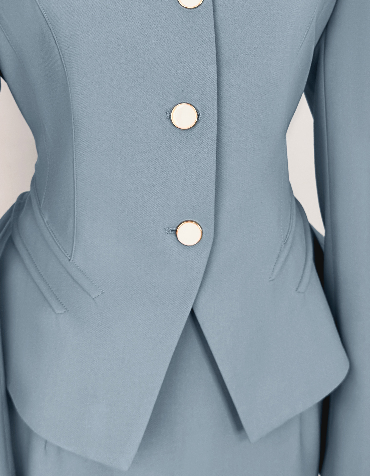 广州制衣工厂定制浅蓝色空乘制服套装