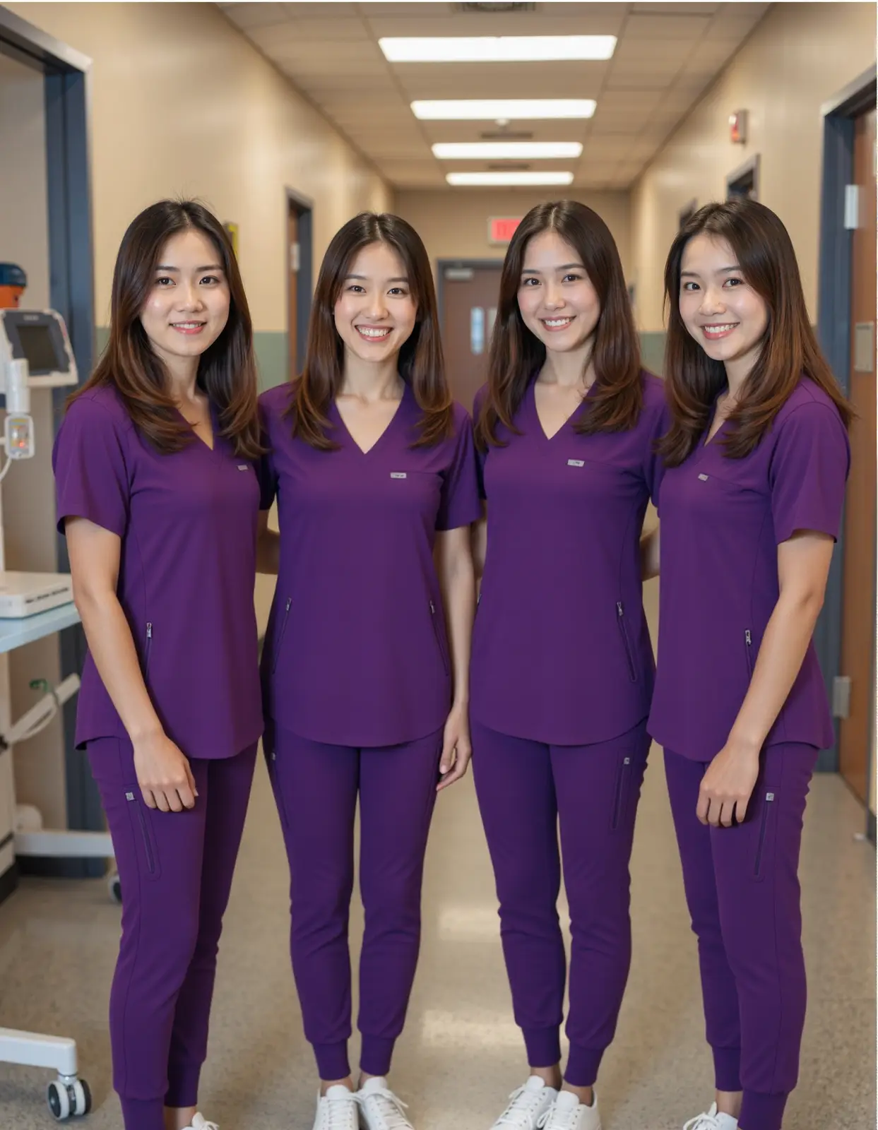 紫色医护制服