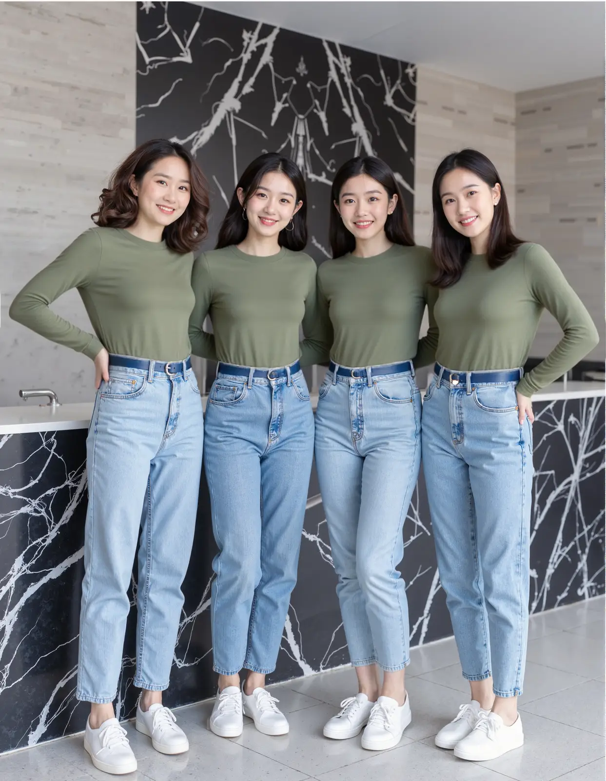 有机棉长袖圆领 T 恤，苔藓绿