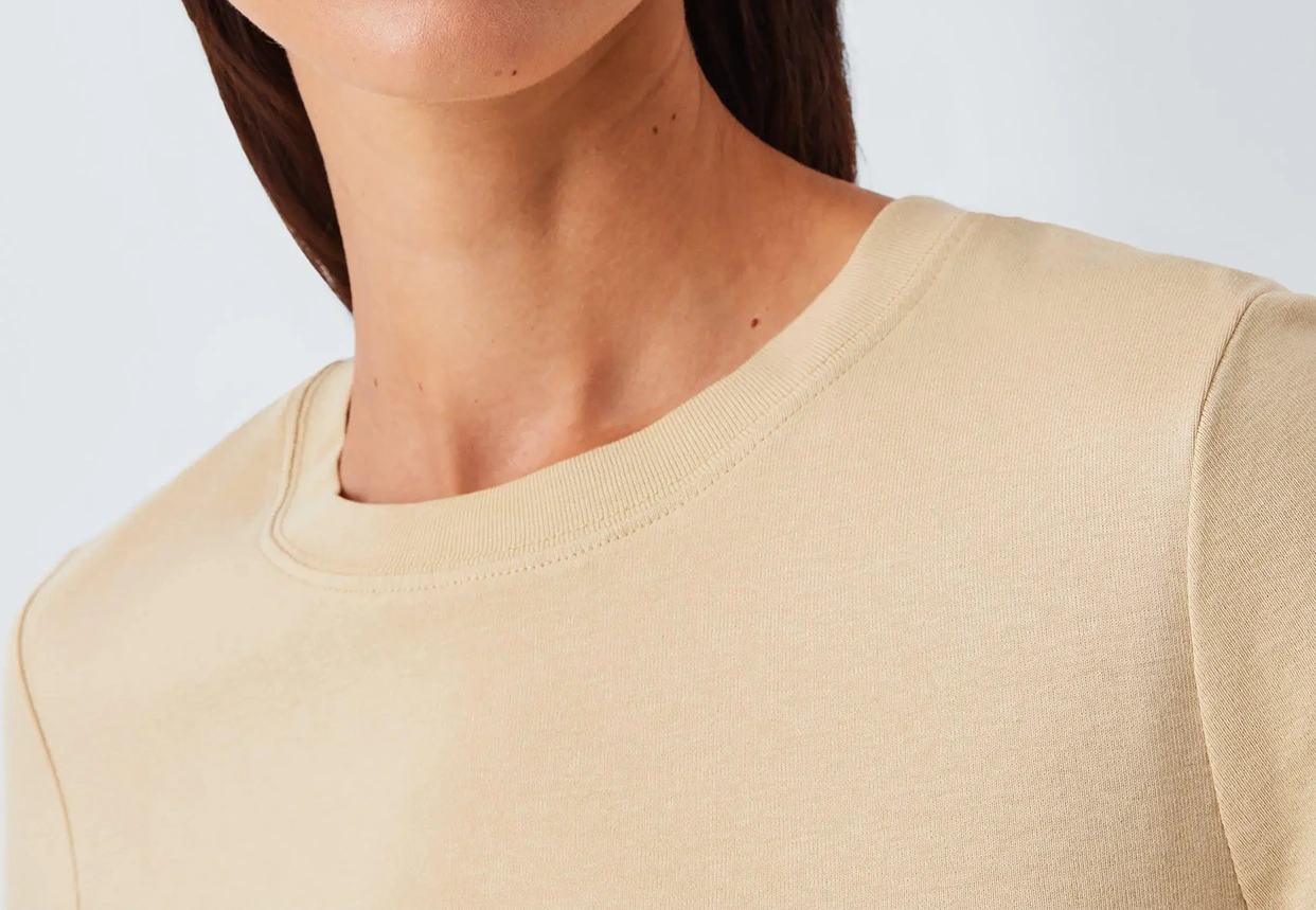 有机棉长袖圆领 T 恤，沙色